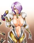  1girl alternate_costume breasts curvy hair_over_one_eye hips isabella_valentine large_breasts lipstick makeup navel purple_hair revealing_clothes short_hair solo soulcalibur soulcalibur_v whip_sword wide_hips 