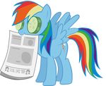 alpha_channel cucumber equine female feral friendship_is_magic hair hi_res horse mammal marker_(artist) multi-colored_hair my_little_pony newspaper pegasus pony rainbow_dash_(mlp) solo these_aren't_my_glasses wings 