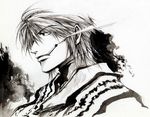  cigarette genjou_sanzou male_focus monochrome nekoyashiki profile saiyuki smoking solo 