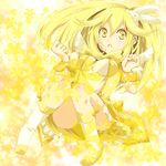  blonde_hair boots breasts covered_nipples cure_peace full_body hair_flaps hair_ornament hairpin kasetsu kise_yayoi long_hair magical_girl medium_breasts precure skirt smile_precure! solo wrist_cuffs yellow yellow_background yellow_eyes yellow_skirt 