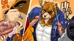  balls bear biceps big_muscles blush body_markings brown_fur canine clothing cum cum_on_face cumshot dog erection feline fellatio fur gay grizzly_bear group group_sex hairy handjob husky jacket juuichi_mikazuki kouya_aotsuki male mammal markings morenatsu muscles nude one_eye_closed oral oral_sex orgasm pecs penis saliva sex shirt stripes teeth threesome tiger tongue torahiko_ooshima unknown_artist wet 