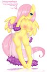  anthrofied big_breasts blue_eyes breasts dialog english_text equine female fluttershy_(mlp) friendship_is_magic hair hair_over_eye horse isabeau mammal my_little_pony navel nipples pegasus pink_hair plain_background pony pussy text white_background wings 