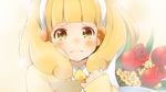  blonde_hair blush bouquet eyelashes face flower frown hairband kise_yayoi precure short_hair smile_precure! solo tears tulip wara_(warapro) wavy_mouth white_hairband yellow_eyes 