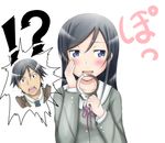  1boy 1girl aragaki_ayase black_hair blue_eyes cuffs handcuffs kousaka_kyousuke ore_no_imouto_ga_konna_ni_kawaii_wake_ga_nai roaru_(gyuren) school_uniform surprised 