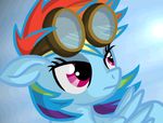  blonde_hair blue_hair equine eyewear female feral friendship_is_magic goggles green_hair hair horse mammal multi-colored_hair my_little_pony orange_hair pegasus pony purple_eyes purple_hair rainbow_dash_(mlp) rainbow_hair red_hair solo twodeepony wings 