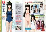  black_eyes black_hair blush decent_and_indecent long_hair mahou_sensei_negima! nude ookouchi_akira photoshop ponytail pubic_hair school_swimsuit school_uniform serafuku swimsuit towel translation_request 