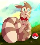  2019 digital_media_(artwork) furret nintendo open_mouth pok&eacute;mon pok&eacute;mon_(species) simple_background smile solo video_games yeenr 