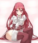  armor belt fire_emblem fire_emblem:_kakusei kuro_(be_ok) long_hair red_eyes red_hair sitting solo thighhighs tiamo very_long_hair 