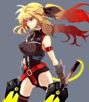  bad_id bad_pixiv_id blonde_hair bow breasts fate_testarossa hair_bow impossible_clothes large_breasts long_hair lyrical_nanoha mahou_shoujo_lyrical_nanoha_strikers masui red_eyes solo thighhighs twintails 