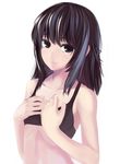  bad_id bad_pixiv_id ban_(bannyata) bare_shoulders black_eyes black_hair collarbone hands_on_own_chest highres lips looking_at_viewer original simple_background solo tank_top upper_body white_background 