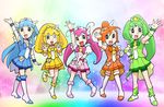  aoki_reika bike_shorts black_eyes blonde_hair blue_hair blush cure_beauty cure_happy cure_march cure_peace cure_sunny double_v fujiko_f_fujio_(style) green_hair hino_akane_(smile_precure!) hoshizora_miyuki kise_yayoi long_hair midorikawa_nao multiple_girls one_eye_closed orange_hair parody pink_hair ponytail pose precure school_uniform shorts shorts_under_skirt smile_precure! style_parody tiara twintails ueyama_michirou v yellow_eyes 