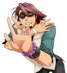  bad_id bad_pixiv_id bracelet brown_eyes brown_hair facial_hair hands jewelry kaburagi_t_kotetsu mask mori-003 necktie outstretched_hand ring stubble tiger_&amp;_bunny vest waistcoat watch wedding_band wristwatch 