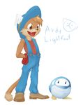  ardy_lightfoot(game) ardy_lightfoot_(game) clothing foxcat gloves hat hybrid oddraccoon overalls plain_background 