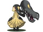  horn mawile nintendo no_humans pokemon red_eyes simple_background smile 