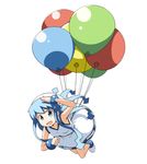  balloon blue_hair dress hat ikamusume kaka_(kirby126) long_hair salute shinryaku!_ikamusume solo tentacle_hair 