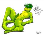  adriky1012 anal anal_penetration anus bent_arm bent_legs colored erection gecko great_nix_fox green green_body green_hair green_penis hair horn lizard looking_down lying male markings nude on_back penetration penis reptile scalie shadow solo spread_legs spreading stripes tail_sex xanthias yellow yellow_belly yellow_eyes yellow_markings 