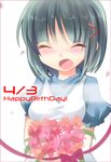  aizawa_sakuya bouquet closed_eyes dress flower grey_hair happy_birthday hayate_no_gotoku! kuriyuzu_kuryuu short_hair solo 