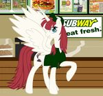  cutie_mark english_text equine female feral friendship_is_magic hair hat horn horse lauren_faust_(character) long_hair mammal my_little_pony ponification pony red_hair solo subway subway_(restaurant) text unknown_artist winged_unicorn wings 