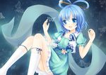  blue_eyes blue_hair bug butterfly dress insect kaku_seiga nikoo open_mouth skirt smile solo touhou 