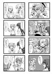  4koma akemi_homura braid comic death glasses greyscale headshot highres izabel_(madoka_magica) kaname_madoka keep_this_a_secret_from_everyone_in_class magical_girl mahou_shoujo_madoka_magica miki_sayaka monochrome multiple_4koma multiple_girls pantyhose short_twintails shovel spoilers translated twin_braids twintails untan witch's_labyrinth witch_(madoka_magica) 