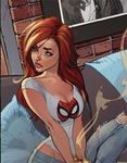  cleavage jeans mary_jane red_hair shirt spider_man 