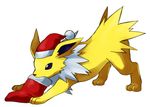  christmas christmas_stocking good_frog hat jolteon nintendo no_humans pokemon santa_hat simple_background stocking 