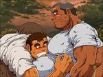  2boys bara ie male male_focus multiple_boys muscle shirt tatemasu_bears tatemasu_bears_yaoi white_shirt yaoi 