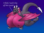  breasts claws cynder dragon english_text female feral green_eyes huge_breasts hyper hyper_breasts nipples scalie simple_background solo spyro_the_dragon text unhappy video_games wide_hips wings 