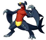  dragon garchomp good_frog nintendo no_humans pokemon simple_background wings 