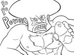  abs afro bb_(baalbuddy) chest_hair garterbelt_(psg) greyscale lineart male_focus meme monochrome muscle old_spice panty_&amp;_stocking_with_garterbelt solo spray_can teeth 