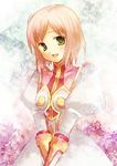  :d ayamisiro dress estellise_sidos_heurassein gloves green_eyes looking_at_viewer open_mouth pink_hair smile solo tales_of_(series) tales_of_vesperia v_arms 