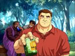  3boys bara drinking forest ie male male_focus multiple_boys nature outdoors tatemasu_bears_yaoi 