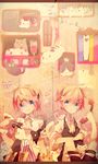  1girl :3 blonde_hair blue_eyes brother_and_sister cat kagamine_len kagamine_rin looking_at_viewer miwasiba phone short_hair siblings sitting smile tail too_many too_many_cats twins vocaloid 