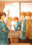  asaba_yuuki asaba_yuuta blonde_hair brown_eyes brown_hair glasses highres kimi_to_boku matsuoka_shun multiple_boys school_uniform short_hair sleepy69 tachibana_chizuru_(kimi_to_boku) tsukahara_kaname window 