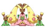 buneary bunny flower good_frog japanese_clothes kimono lopunny nintendo no_humans pokemon rabbit simple_background symmetry 