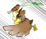  bird farfetch&#039;d farfetch'd good_frog leek nintendo no_humans pokemon simple_background spring_onion vegetable wings 