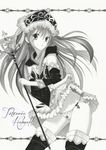  atelier_(series) atelier_meruru atelier_totori detached_sleeves headdress long_hair millipen_(medium) monochrome panties pantyshot pantyshot_(standing) side-tie_panties skirt skirt_lift solo staff standing tegaki_no_yuu thighhighs totooria_helmold traditional_media underwear 