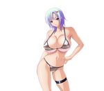  bikini blue_hair breasts bursting_breasts huge_breasts kyonyuu_majo swimsuit tenma_yuria thigh_strap waffle 