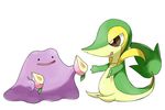  ditto food fruit good_frog nintendo no_humans pokemon simple_background snivy 