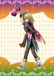  1boy 1girl black_hair blonde_hair blush brown_eyes carrying coat doll dress elise_lutus elize_lutus heart jude_mathis pants short_hair tales_of_(series) tales_of_xillia teepo_(tales) tippo 