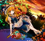  bad_id bad_pixiv_id blonde_hair braid broom broom_riding flying hat kirisame_marisa moonyan mushroom ribbon solo star touhou witch_hat 