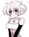 animal_ears bell bell_collar collar copyright_request horns lowres mikazuki_sara monochrome purple sheep_horns solo 