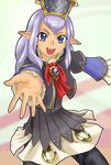  artist_request blue_eyes brooch elf elvaan fang final_fantasy final_fantasy_xi jewelry long_hair pointy_ears prishe purple_hair ribbon solo 