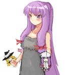  bad_id bad_pixiv_id blonde_hair blush casual character_doll chibi doll hair_ribbon hat ofuro_mantarou patchouli_knowledge purple_eyes purple_hair ribbon solo touhou witch_hat 
