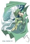  artist_request boots copyright_name detached_sleeves final_fantasy final_fantasy_iv green_eyes green_hair green_legwear green_leotard leotard leviathan_(final_fantasy) rydia thigh_boots thighhighs whip yellow_footwear 