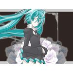  blue_eyes blue_hair gothic_lolita hatsune_miku lolita_fashion long_hair nigo skirt solo thighhighs twintails vocaloid zettai_ryouiki 