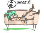  bad_id bad_pixiv_id couch garuan green_hair highres legs lying macross macross_frontier ranka_lee solo wallpaper 
