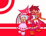  1girl bat_wings blue_hair book color_connection crossover flat_color glasses parody puyopuyo puyopuyo_fever red_eyes remilia_scarlet strange_klug style_parody touhou wings y&amp;k 