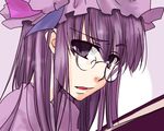  ako_(so_crazy!?) bespectacled glasses hat lowres patchouli_knowledge purple_hair solo touhou 
