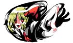  bad_id bad_pixiv_id blonde_hair face fang foreshortening hands kumadano outstretched_arms red_eyes ribbon rumia short_hair solo spread_arms touhou 